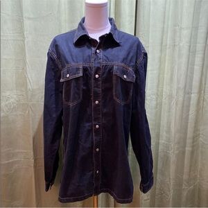 Robert Comstock Dark Blue Denim Button-Up Shirt, M